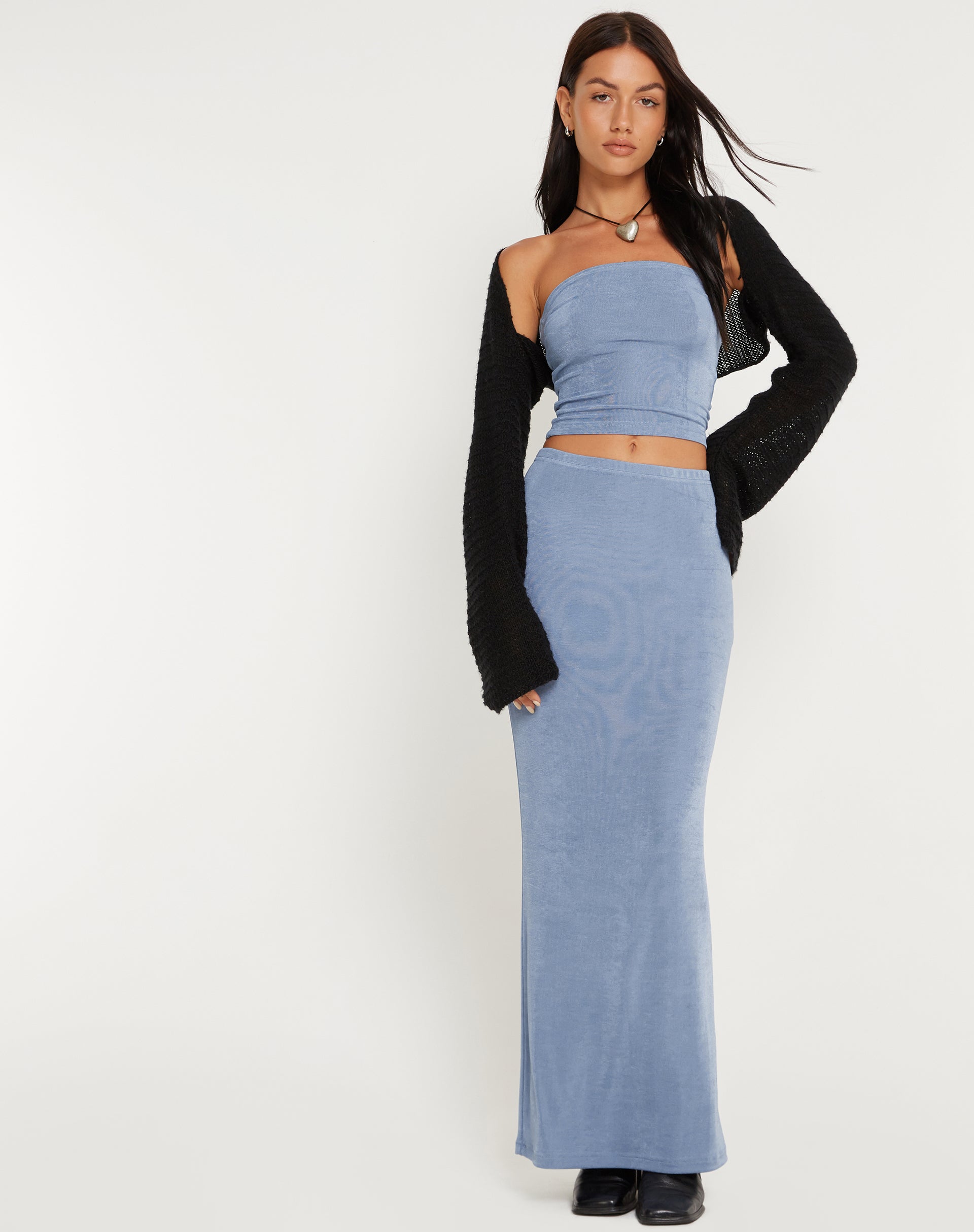 imagen de Tiska Bandeau Crop Top en Azul Pizarra