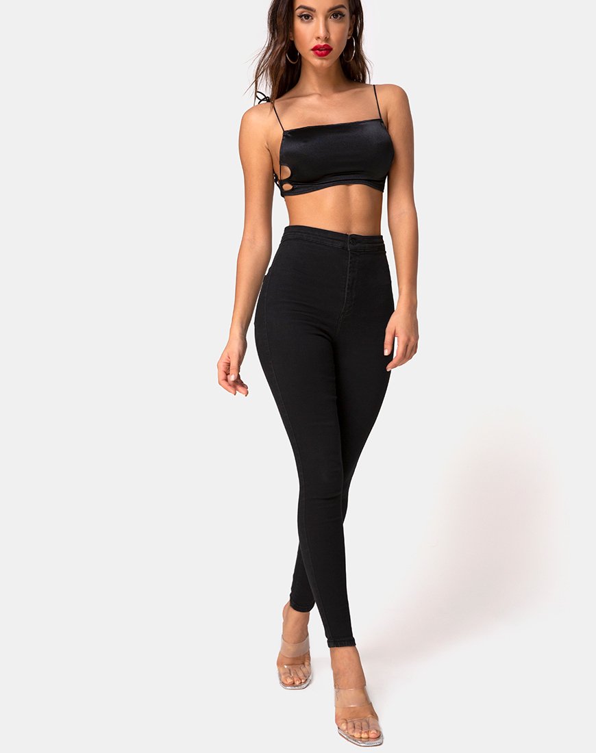Imagen de Tisya Crop Top de satén negro