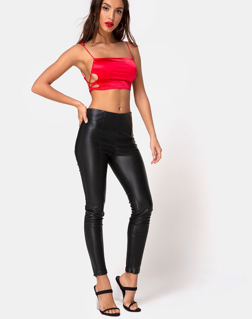 Imagen de Tisya Crop Top de satén rojo