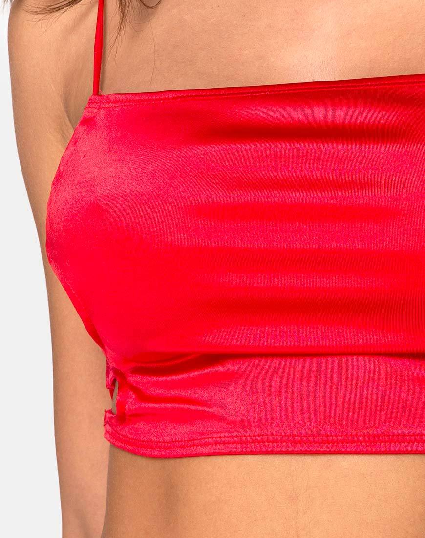 Imagen de Tisya Crop Top de satén rojo