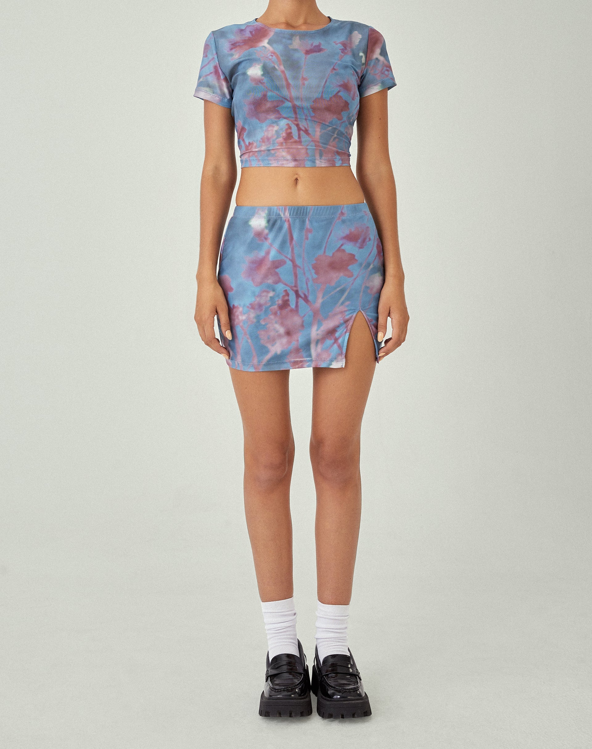 image of MOTEL X JACQUIE Minifalda Pelma en Malla Lumen Azul