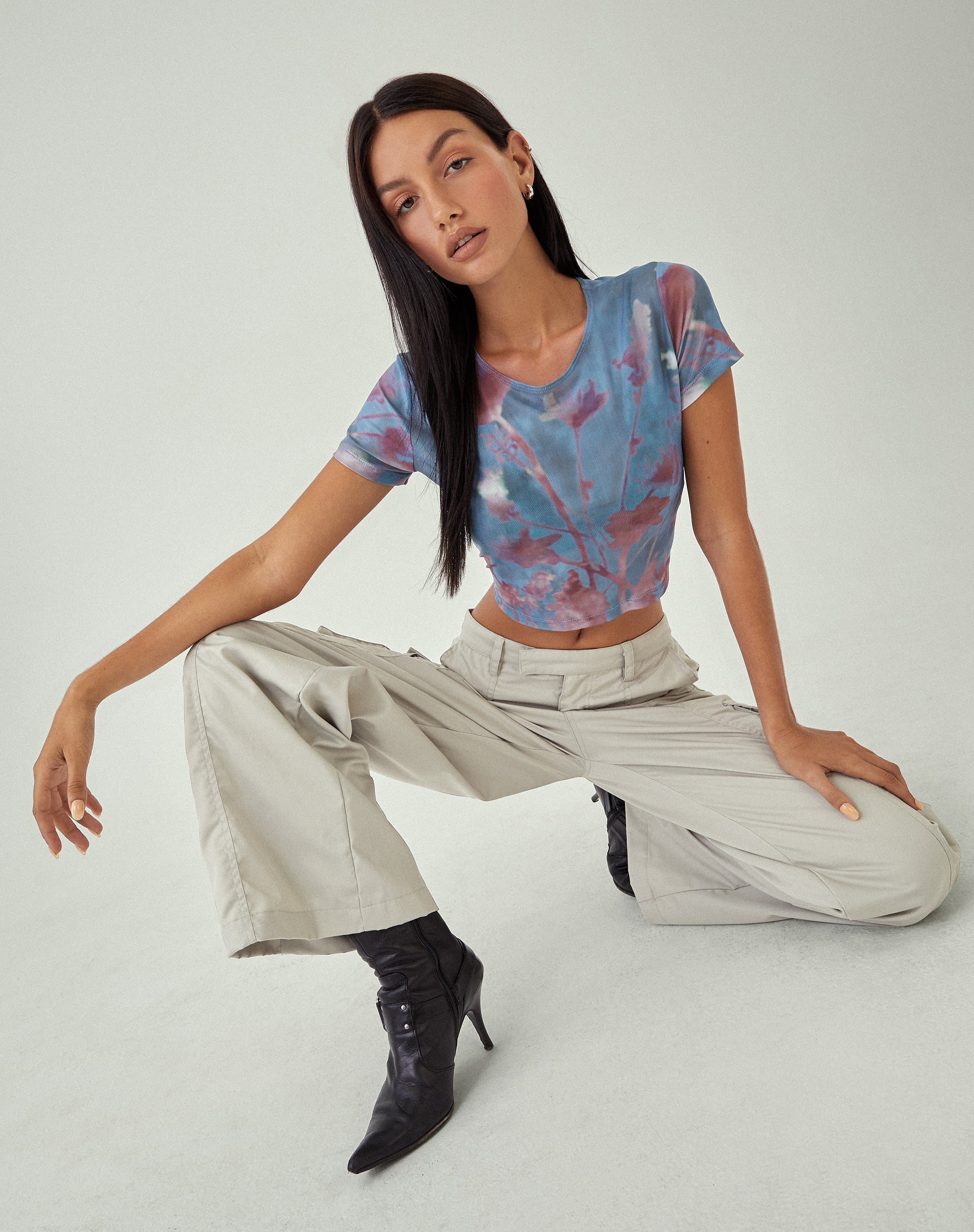 imagen de MOTEL X JACQUIE Tonia Top Estampado en Malla Lumen Azul