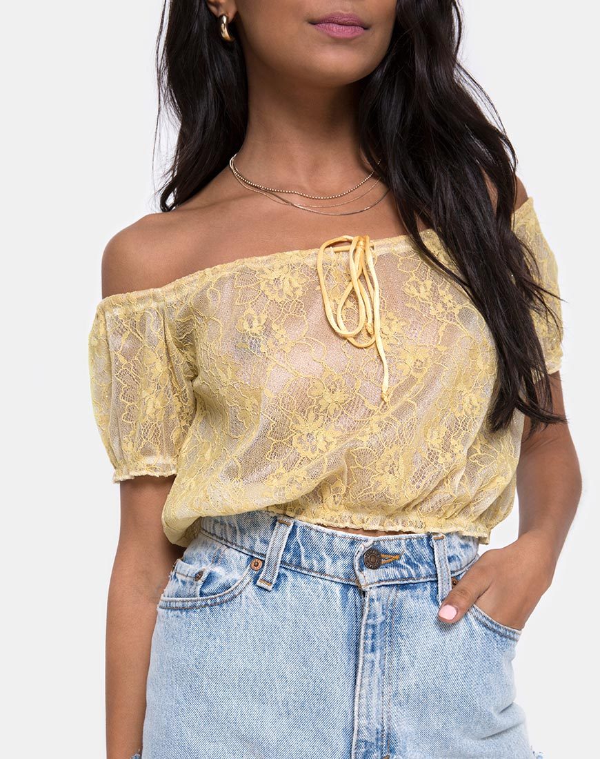 Imagen de Eva Crop Top en encaje pastel Limón