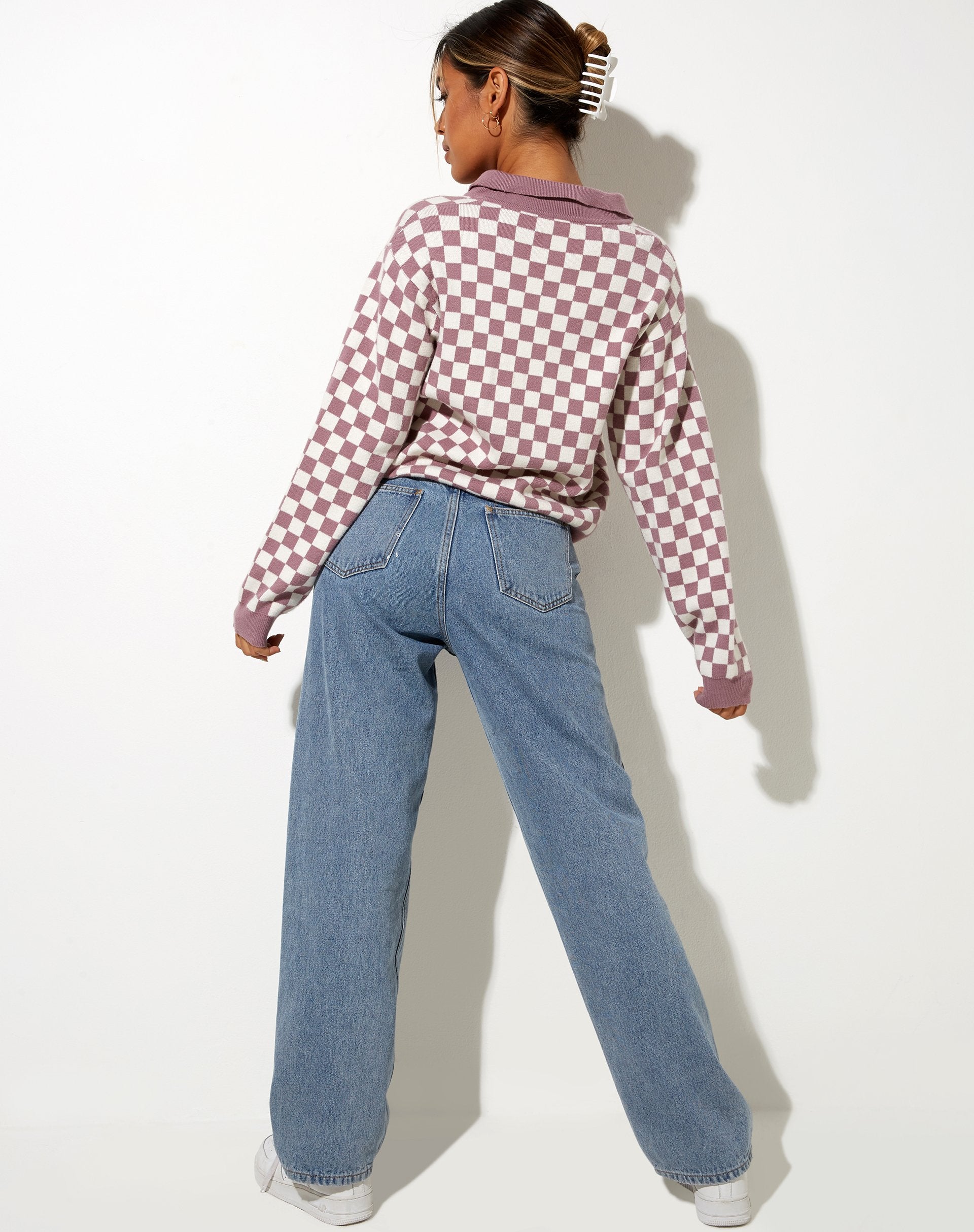 Imagen de Topy Cardi en Check Crema Lila