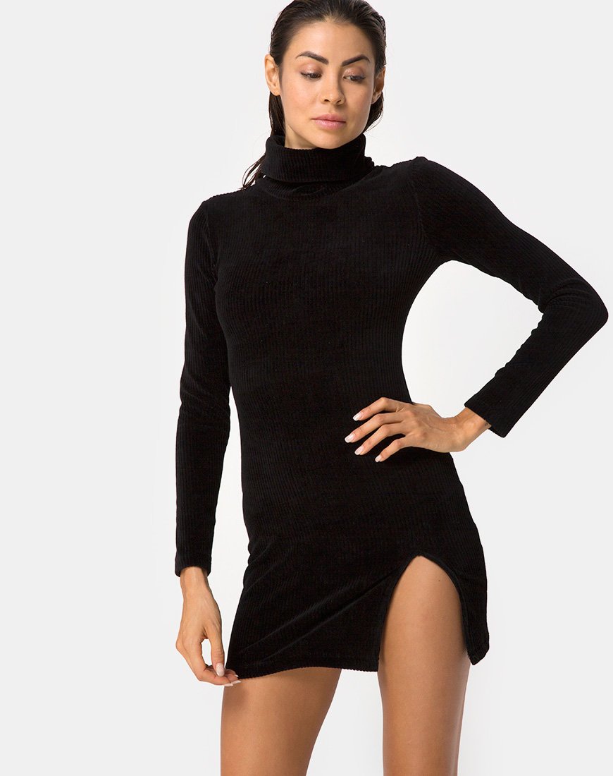 Imagen de Tor Dress in Velvet Rib Negro