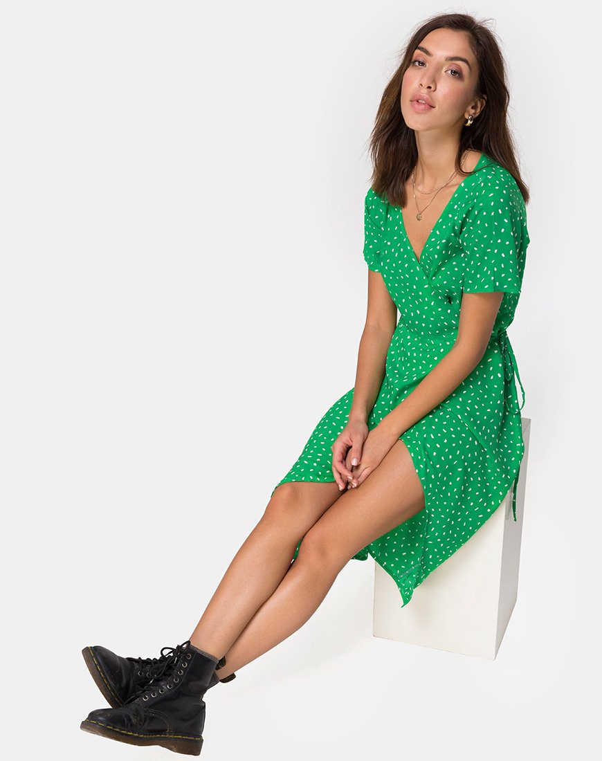 Vestido Envolvente Trasti en Mini Diana Verde Lunar