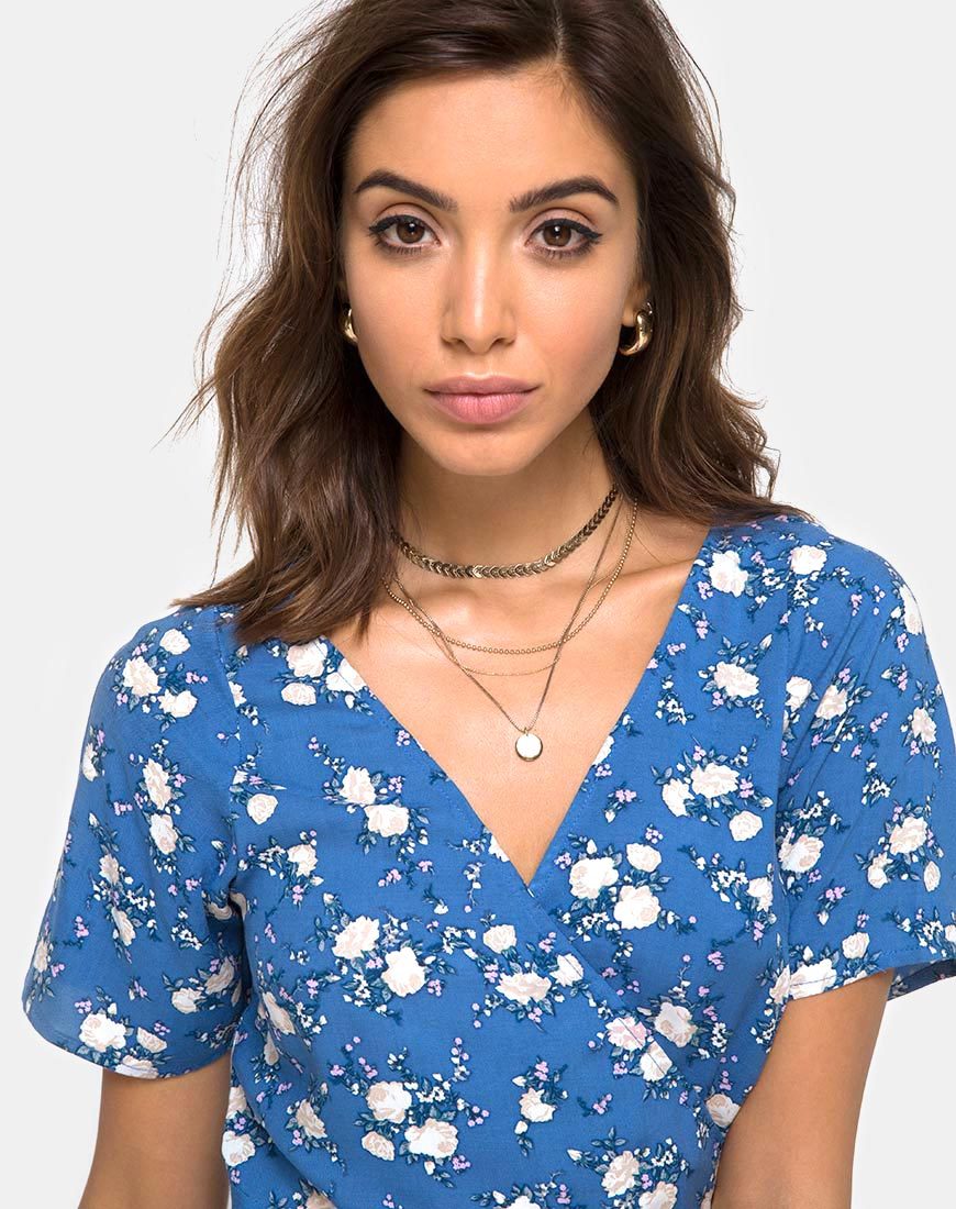 Vestido Trasti Midi en Soheila Floral Azul