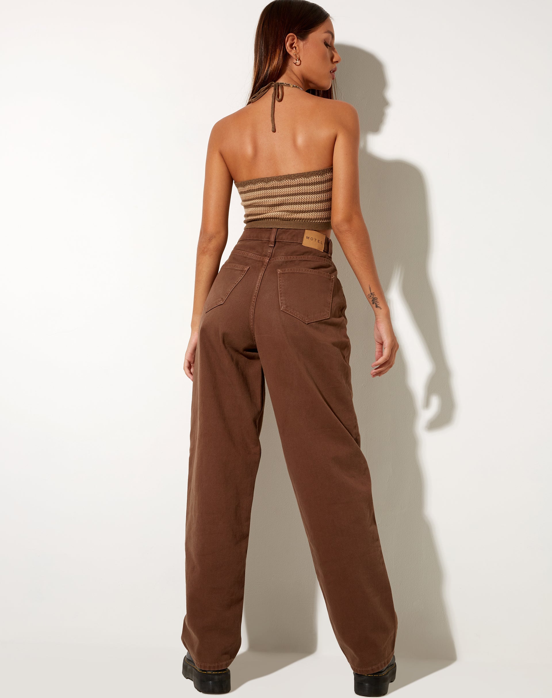 Imagen de Trina Crop Top en Crochet Mini Stripe Khaki