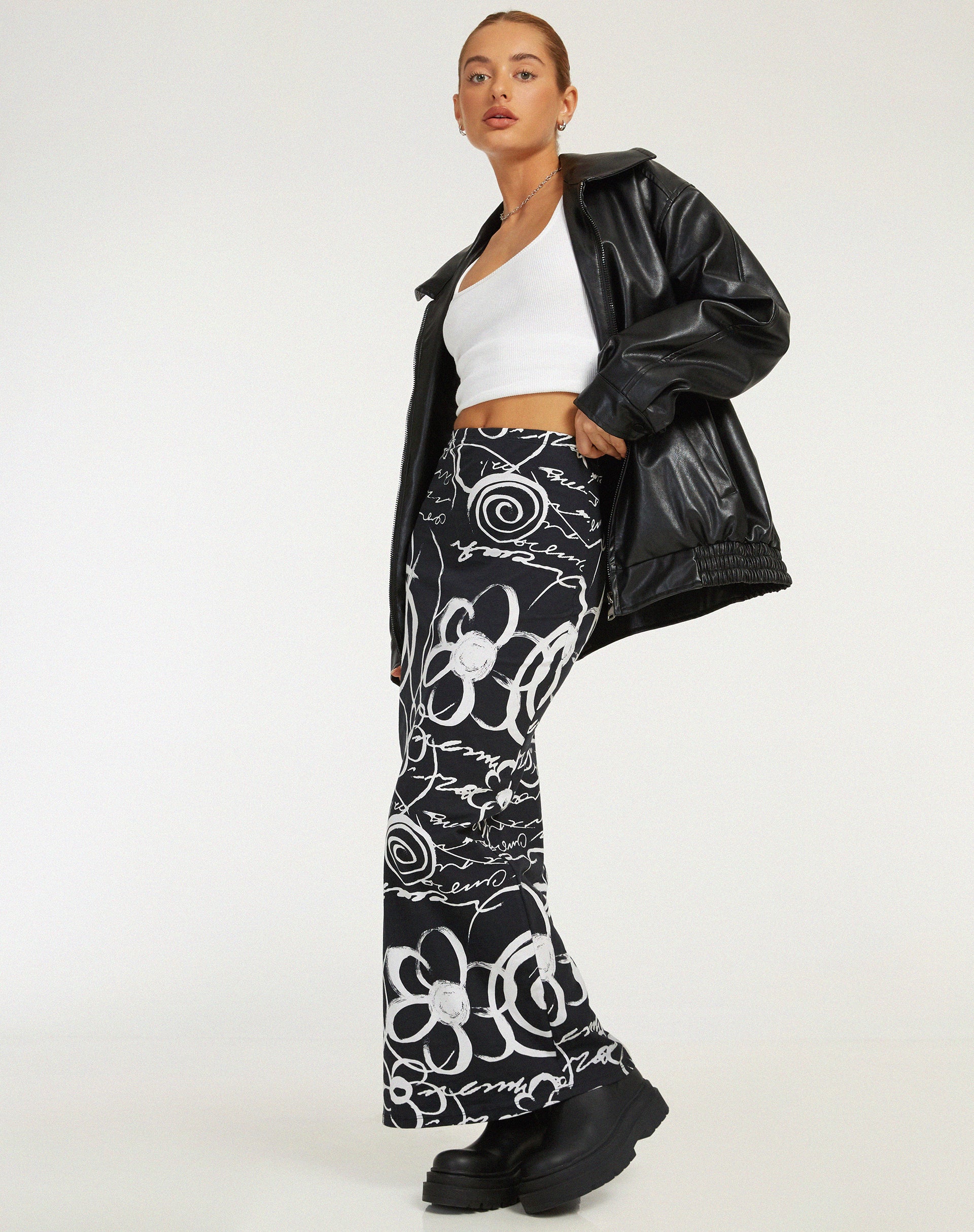 imagen de Tsuna Maxi Skirt en Mono Doodle Negro