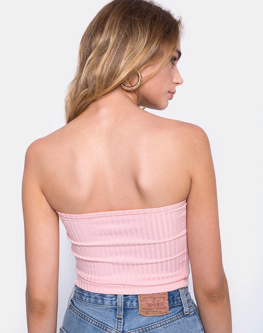 Camiseta de tirantes en canalé rubor