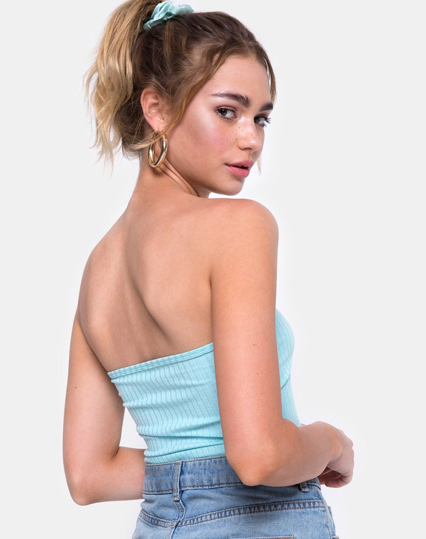 Camiseta de tirantes de canalé azul empolvado