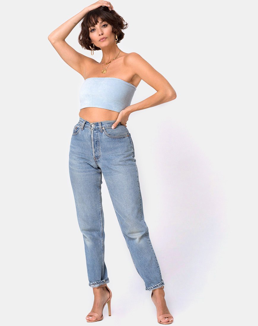 Imagen de Camiseta de punto azul bebé