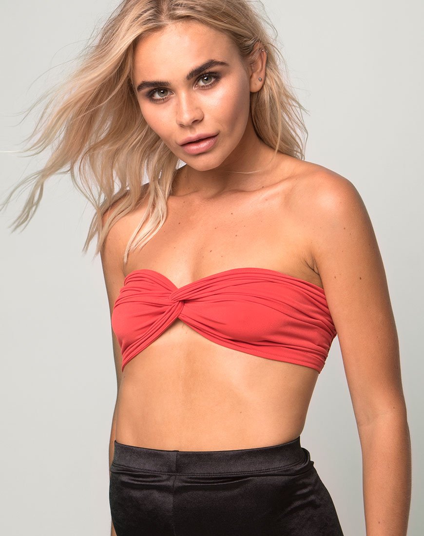 Top Twisted Bandeau en naranja quemado