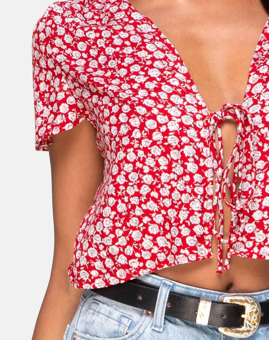Imagen de la blusa Vaco en rosa roja y plata