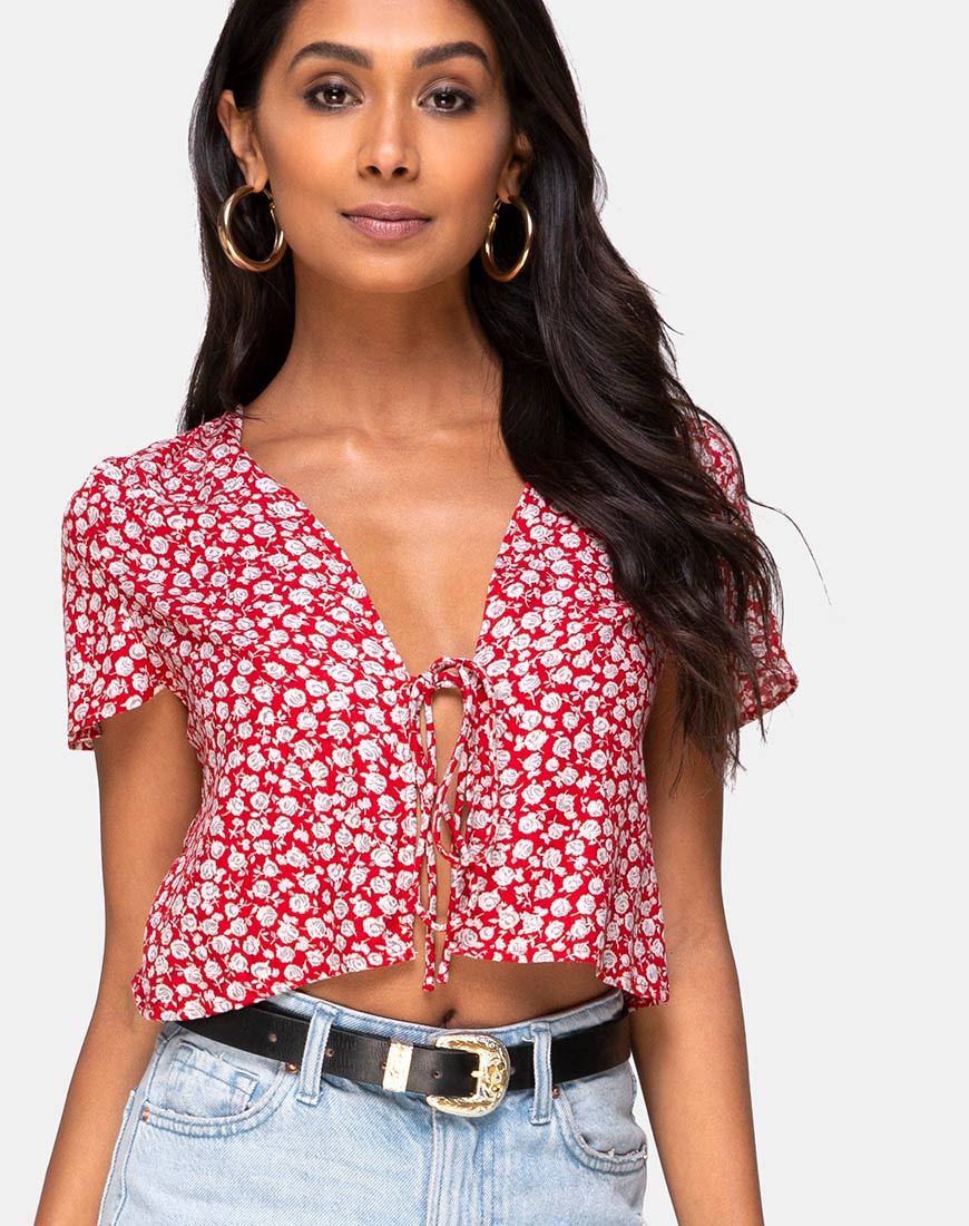 Imagen de la blusa Vaco en rosa roja y plata