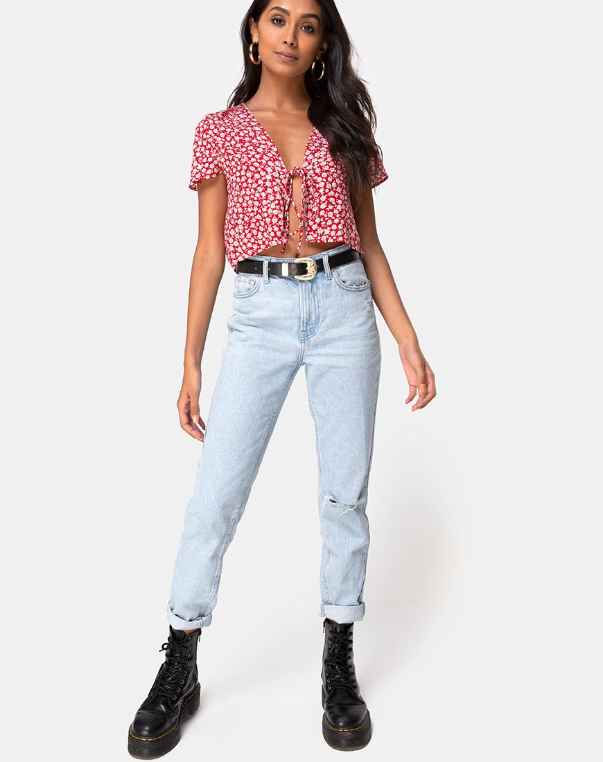 Imagen de la blusa Vaco en rosa roja y plata