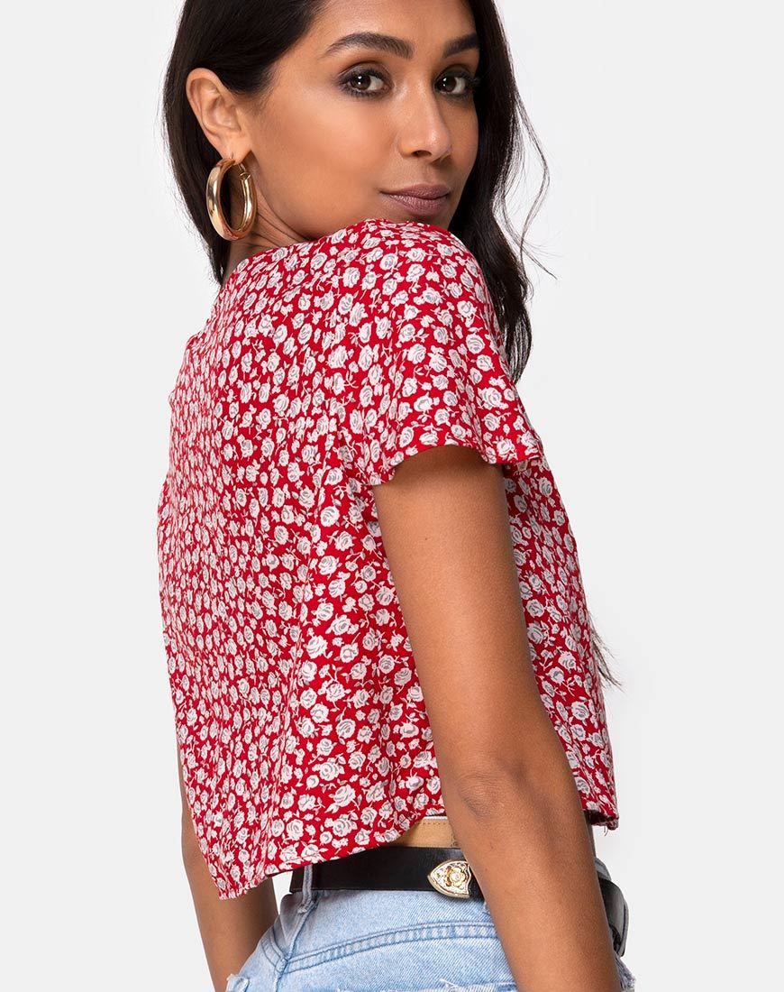 Imagen de la blusa Vaco en rosa roja y plata
