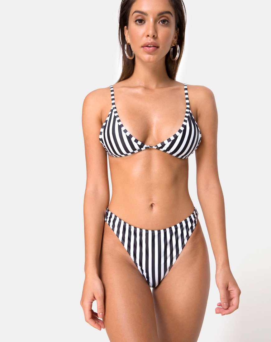 Imagen del sujetador de bikini Vader de rayas blancas y negras