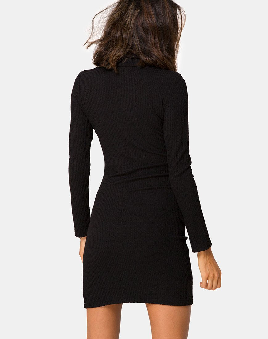 Vestido Valda en rib negro