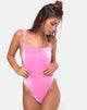 Imagen del bañador Valeo en terciopelo rosa caramelo