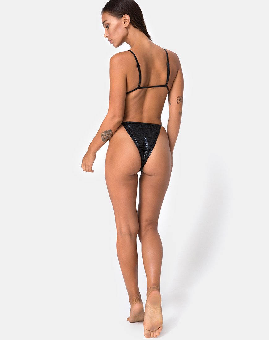 Braguita de bikini Valter en serpiente de aceite negra