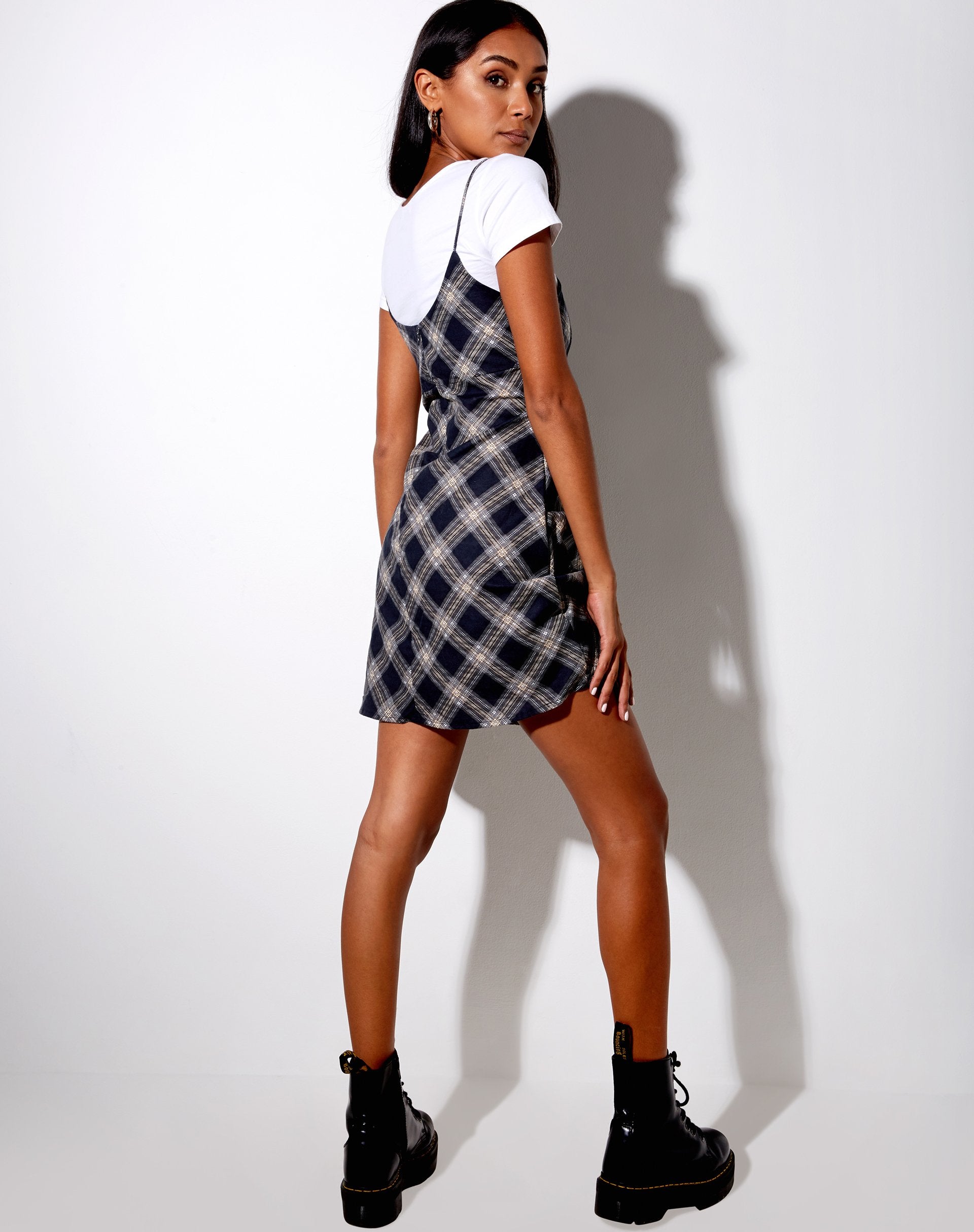 Imagen de Valy Slip Dress in 20s Check Negro y Gris