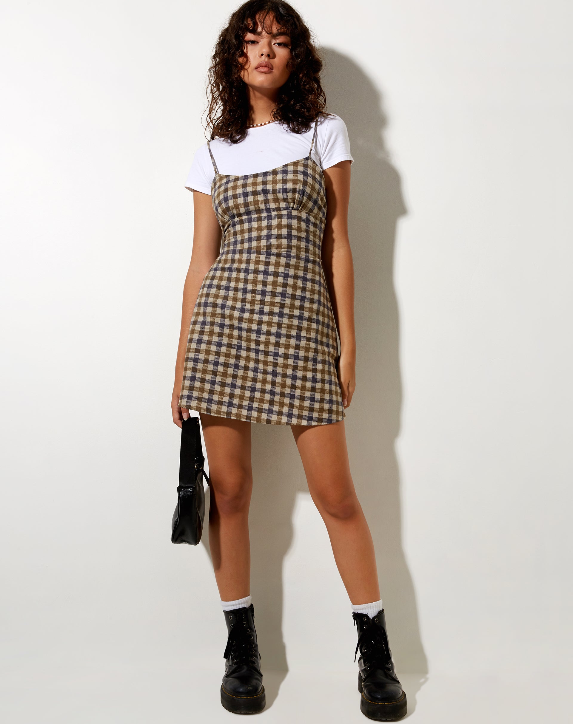 Imagen de Valy Slip Dress in 40s Check Tan