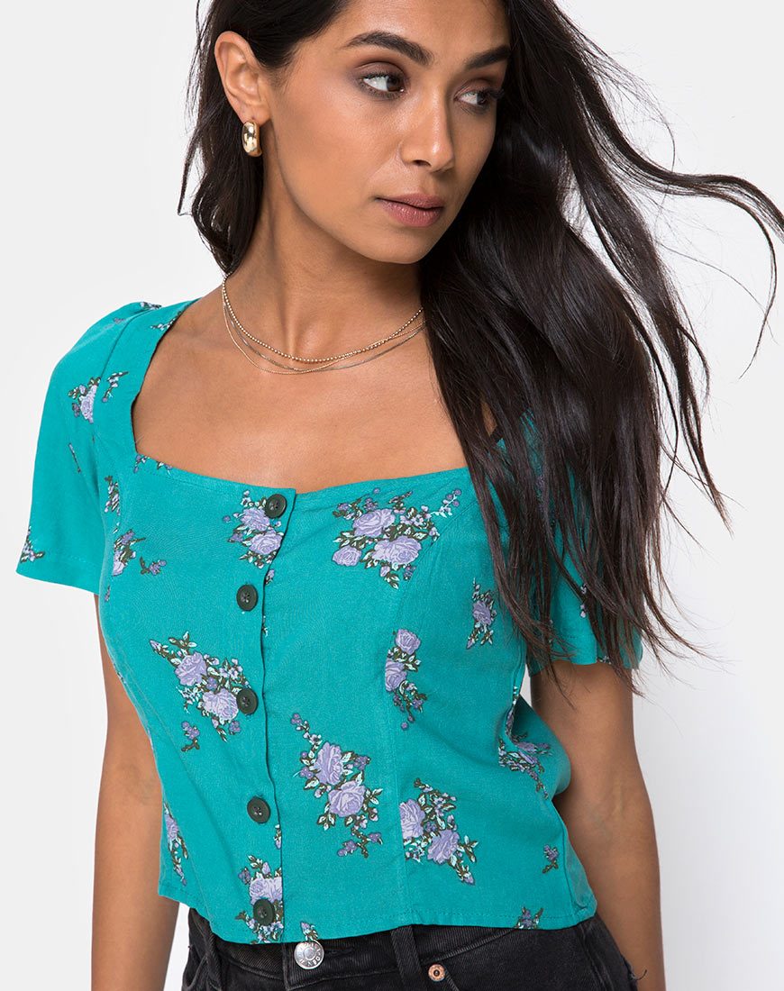 Top Valza en Soi Rose Verde