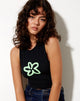 Imagen de Vasque Chaleco Top en Lycra Negro Spray Flor Verde