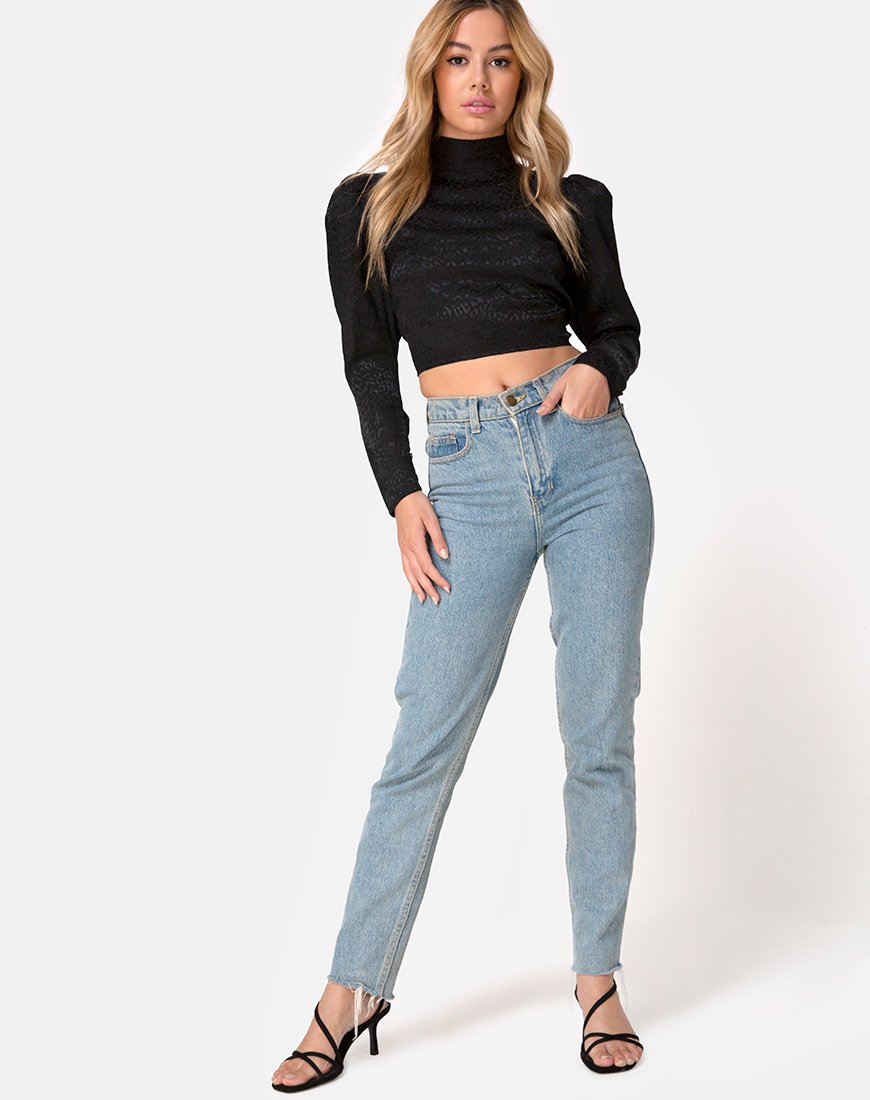 Imagen de Jasty Crop Top en Satén Chita Negro