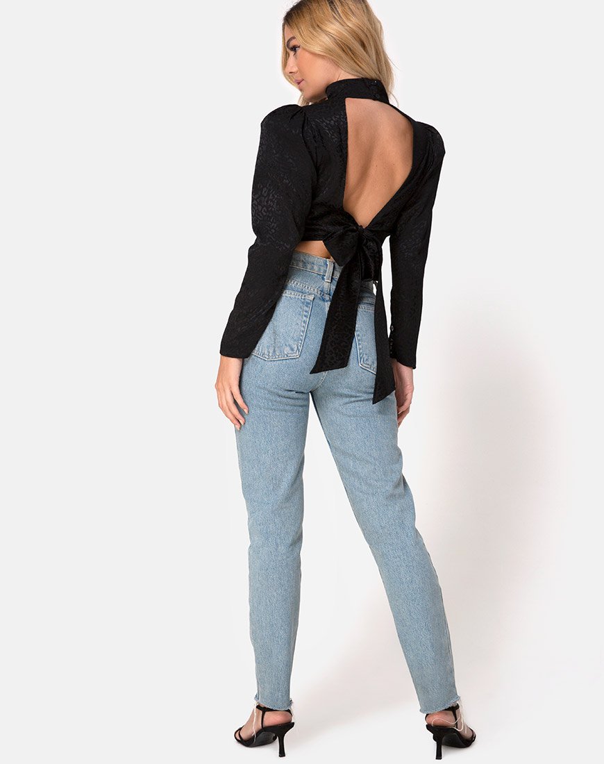 Imagen de Jasty Crop Top en Satén Chita Negro