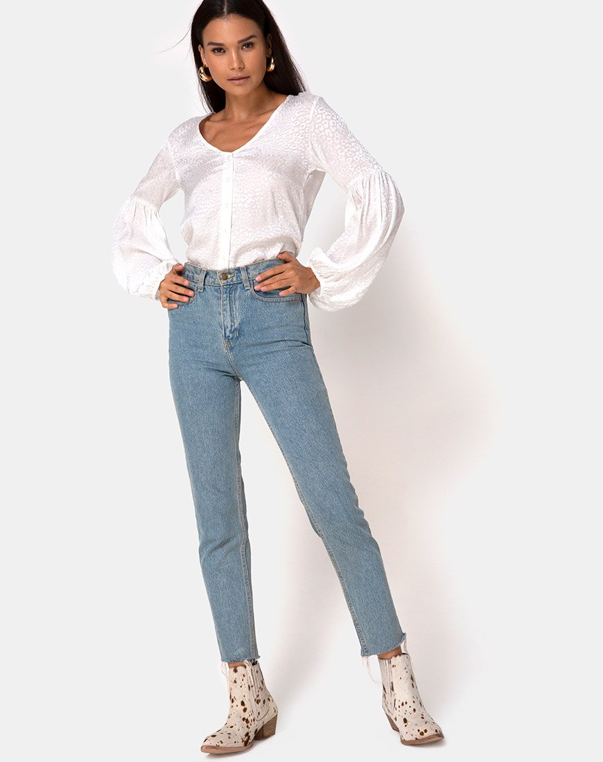 Imagen de Vautier Top de satén Chita Marfil