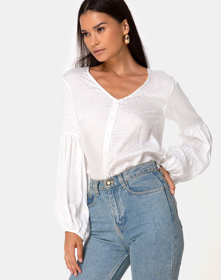Imagen de Vautier Top de satén Chita Marfil