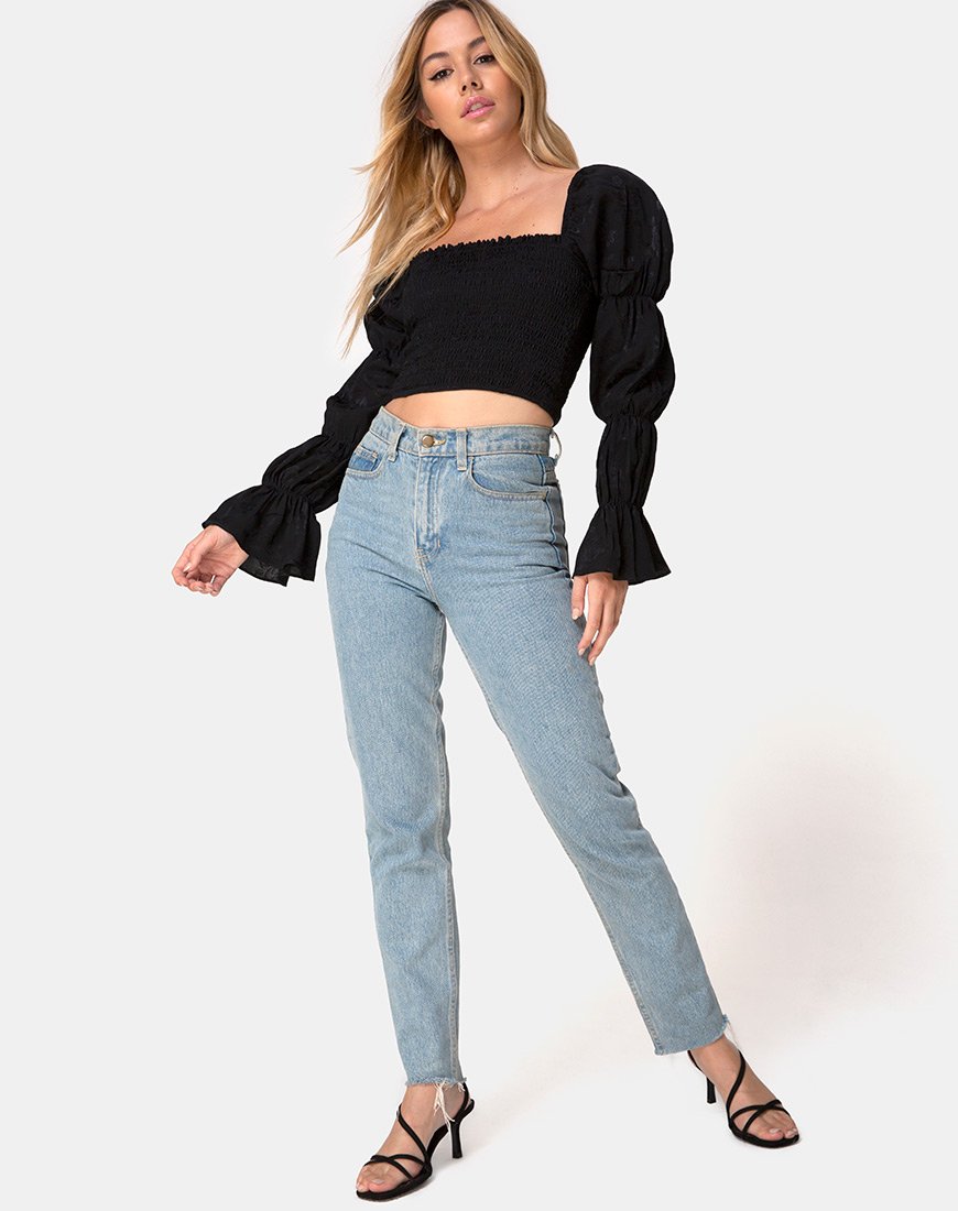 Imagen de Velina Crop Top en Satén Rosa Negro
