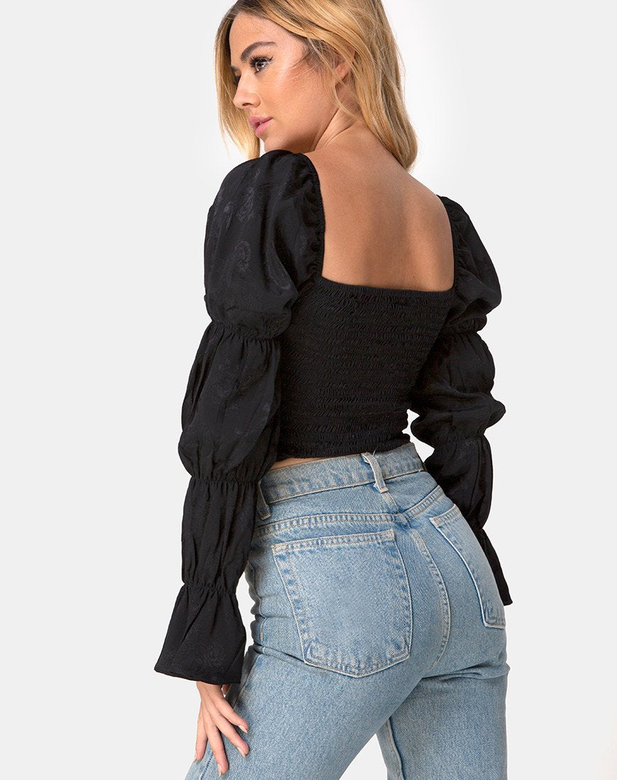 Imagen de Velina Crop Top en Satén Rosa Negro