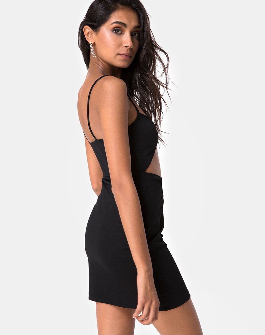 Imagen de Venchy Bodycon Dress in Diamante Ring Negro
