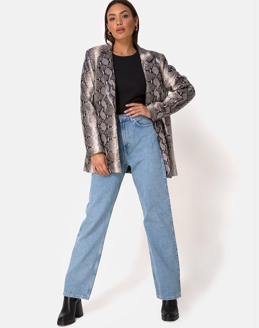 Imagen de Verra Oversized Blazer en PU Beige Snake