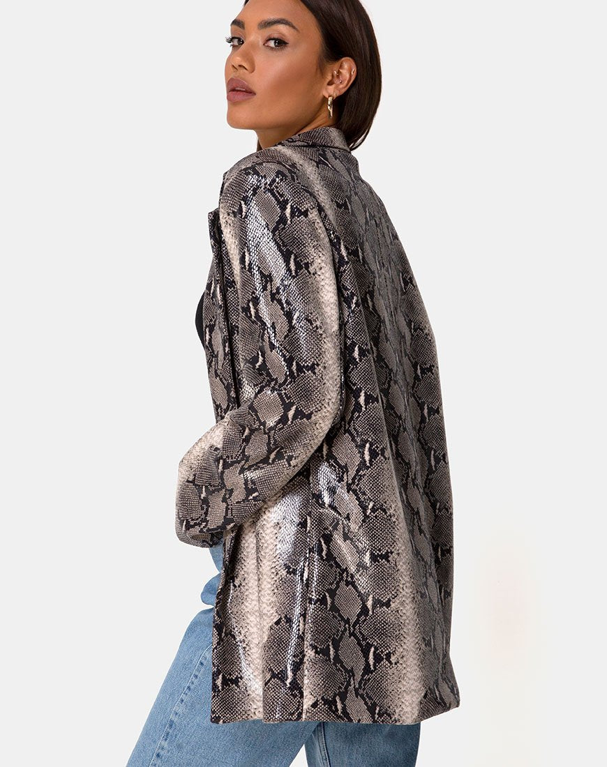 Imagen de Verra Oversized Blazer en PU Beige Snake