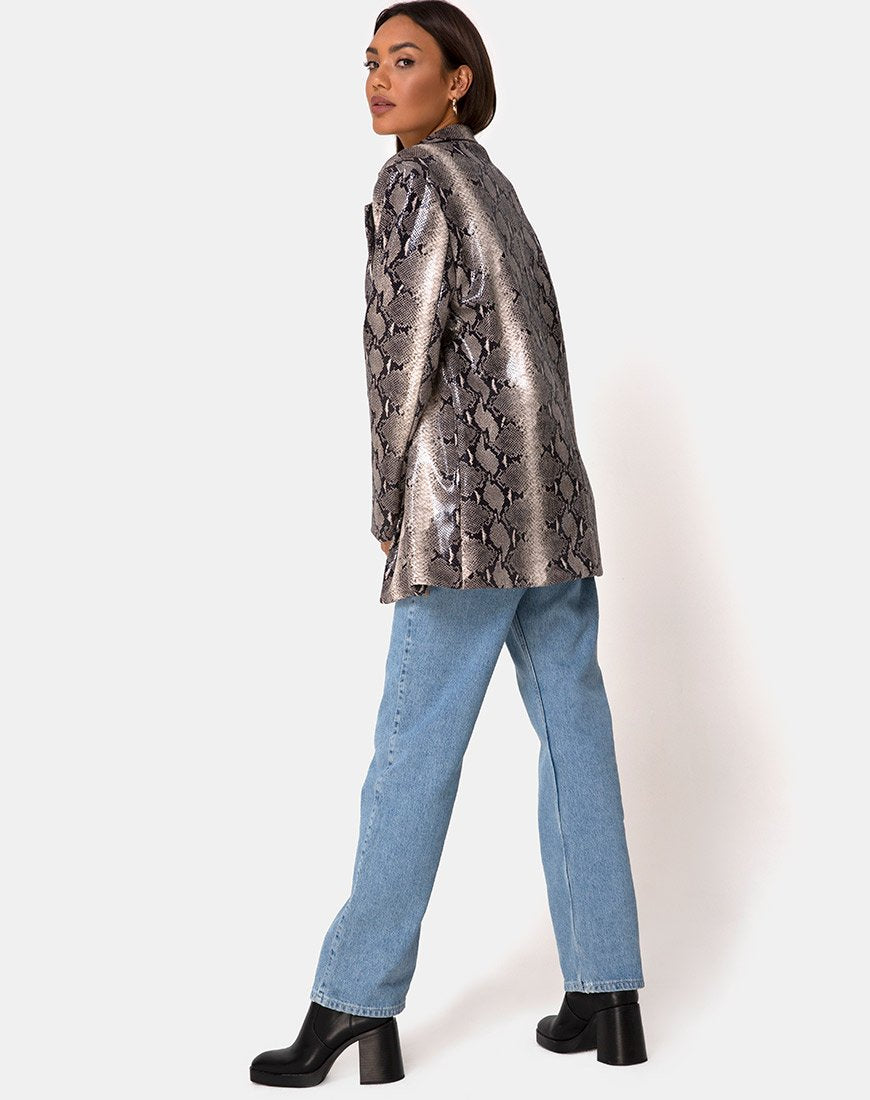 Imagen de Verra Oversized Blazer en PU Beige Snake
