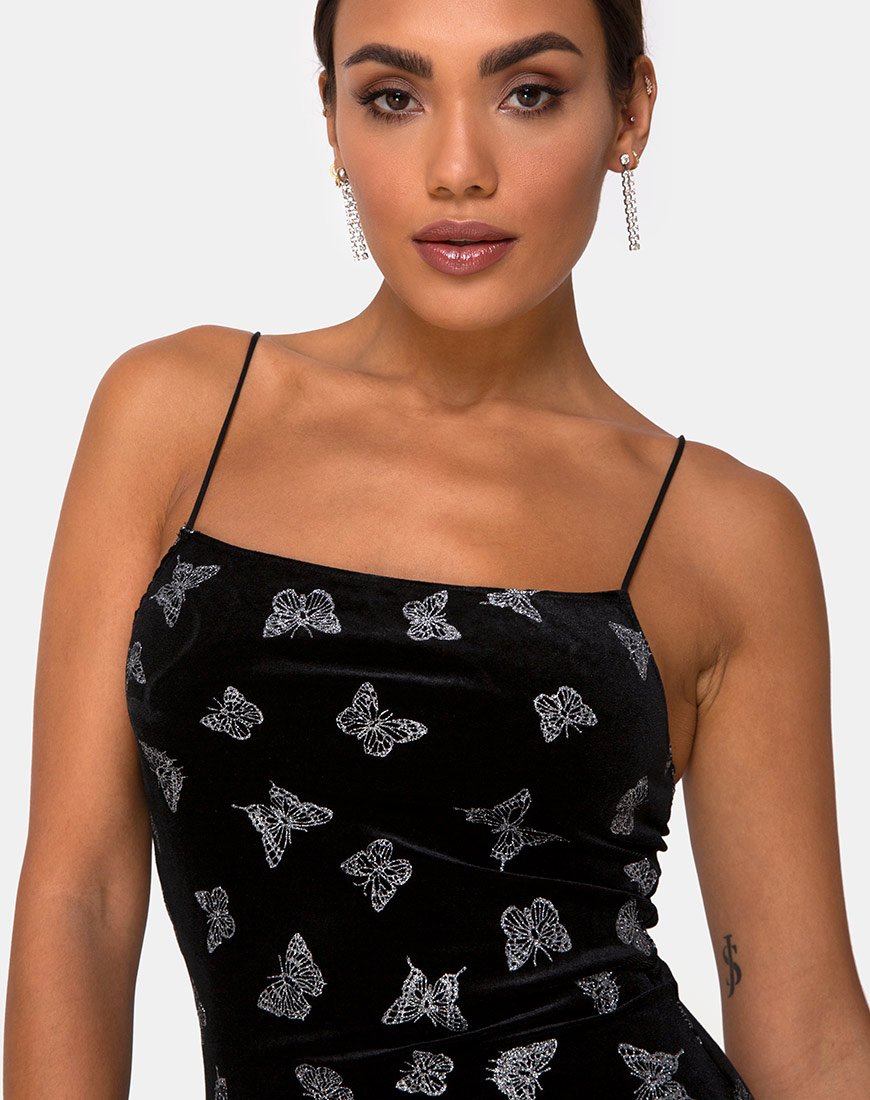 Imagen de Verdina Vestido Negro con Purpurina Mariposa