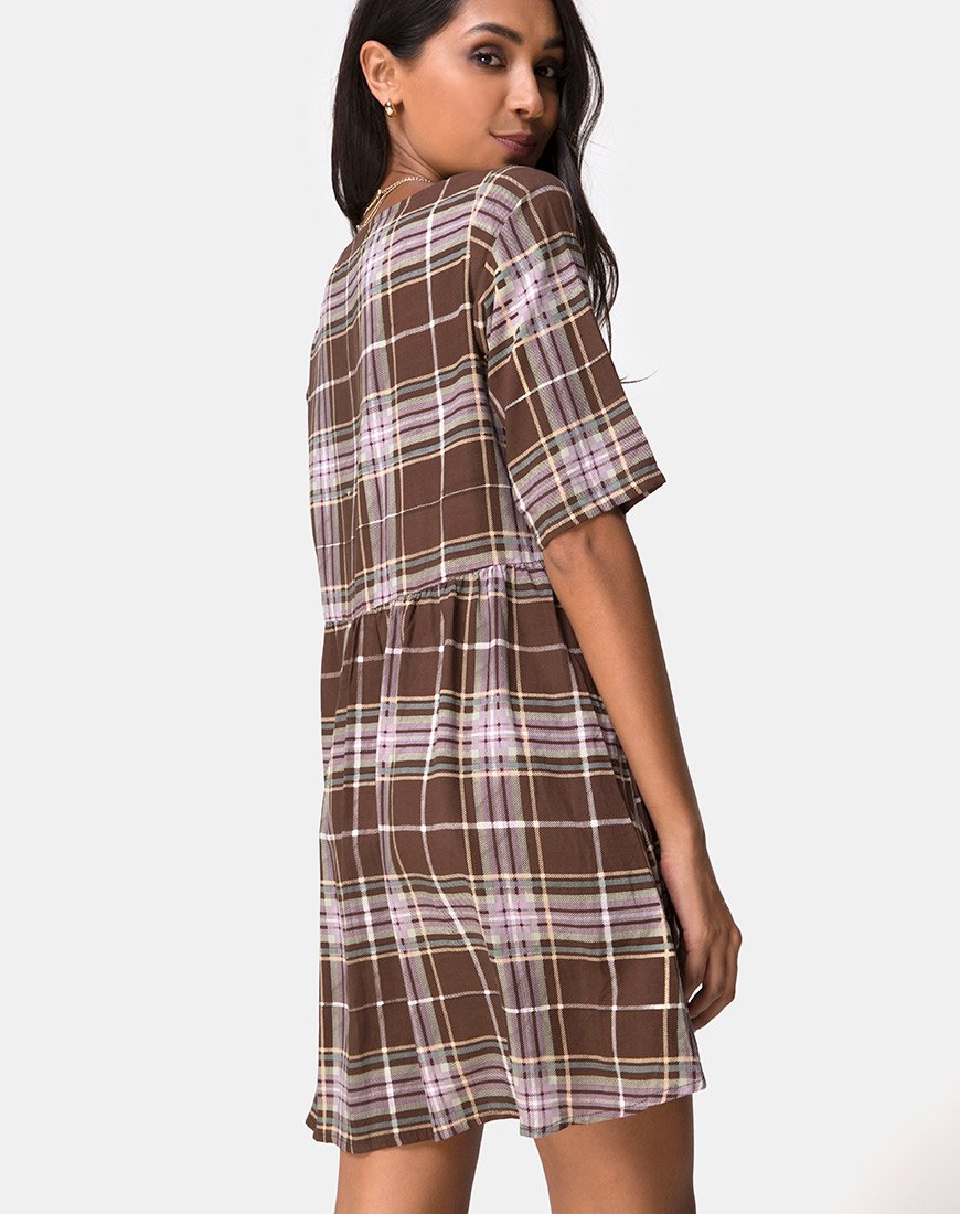 Vestido Verren Babydoll Marrón Tartán