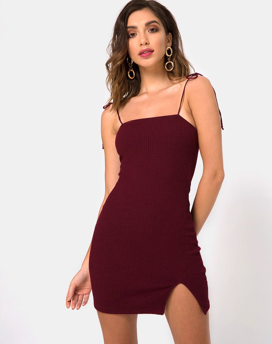 Imagen de Verso Bodycon Dress in Burgundy