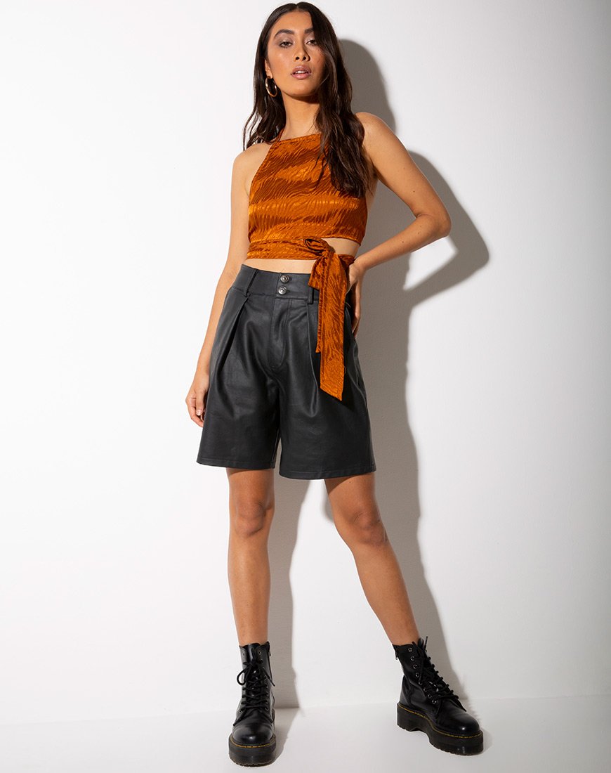 Imagen de Vhan Crop Top de satén Zebra Coral dorado