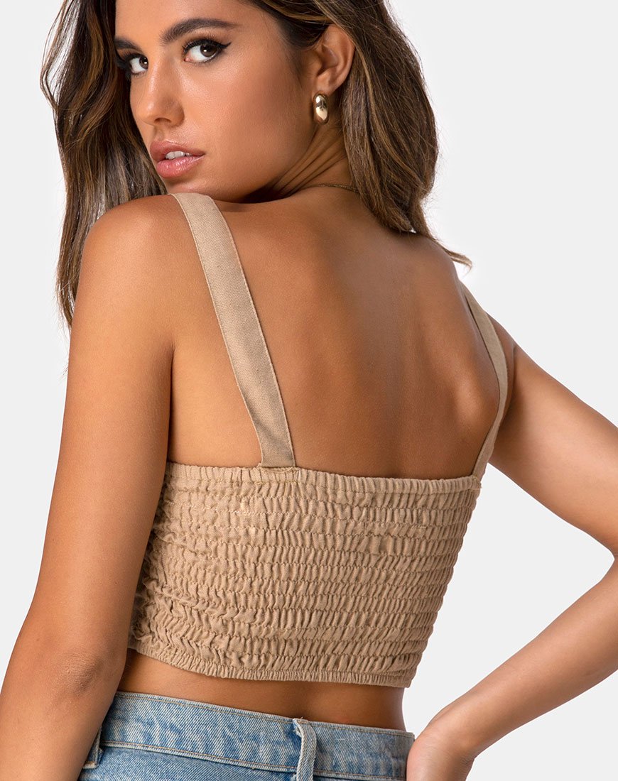 Viben Crop Top en gris topo