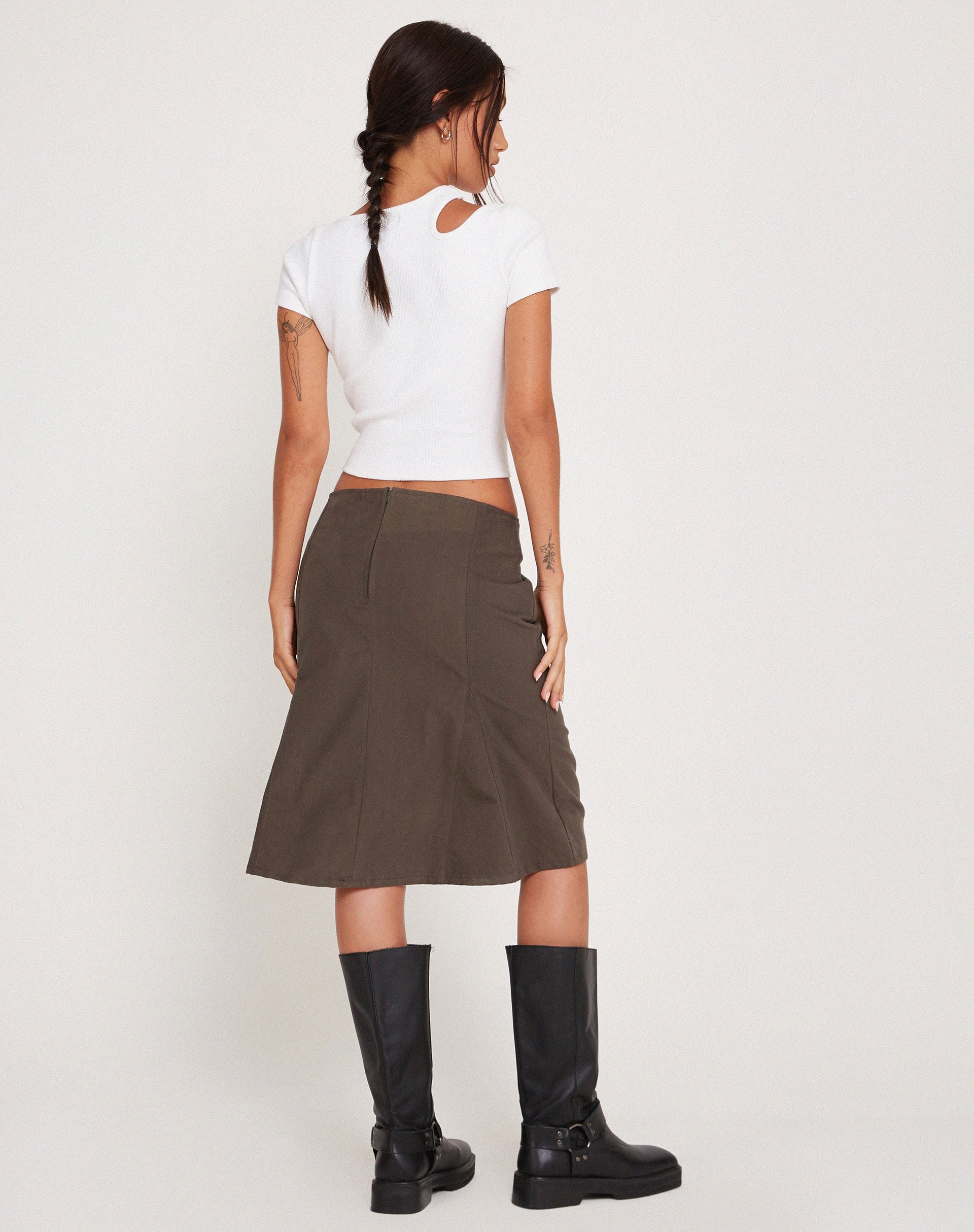 imagen de Vieve Low Rise Midi Skirt in Dark Grey