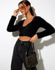 Imagen de Vima Cropped Cardigan de punto Negro