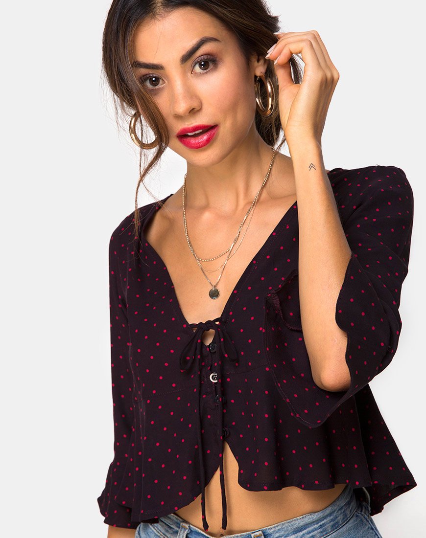 Imagen de Vinequa Top de Lunares Cubanos Rojo