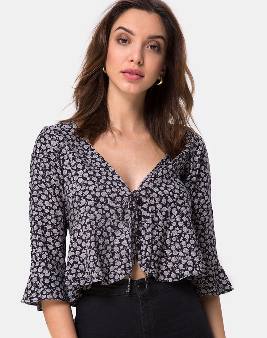 Blusa Vinequa en Ditsy Rose Negro