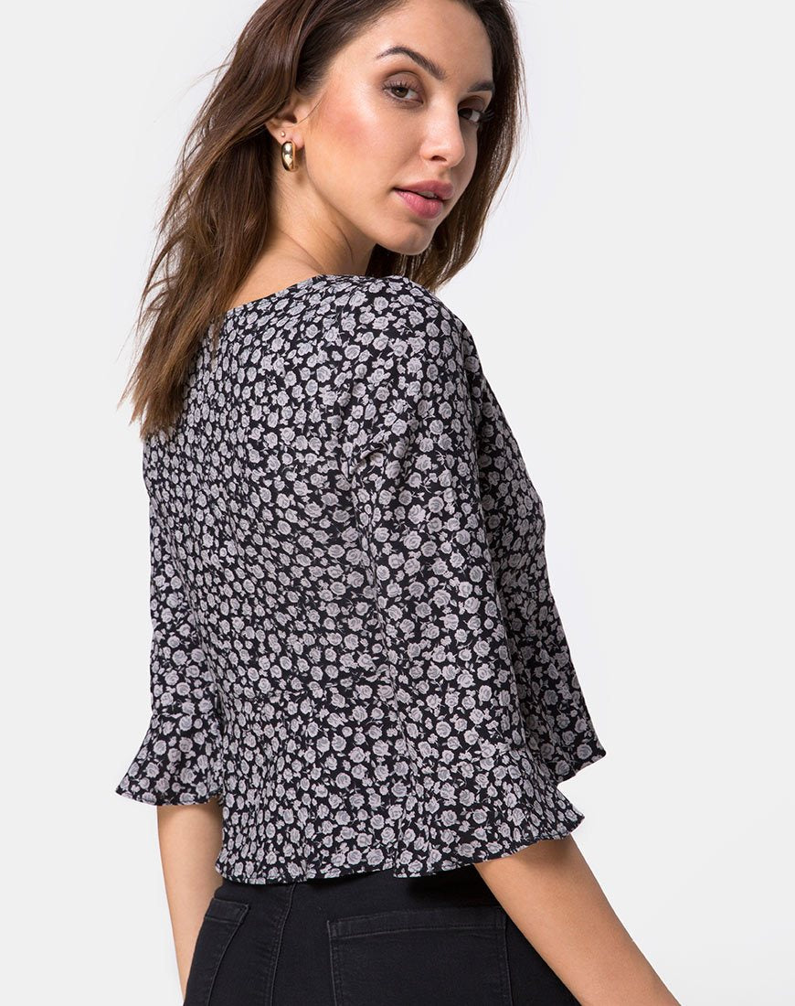 Blusa Vinequa en Ditsy Rose Negro