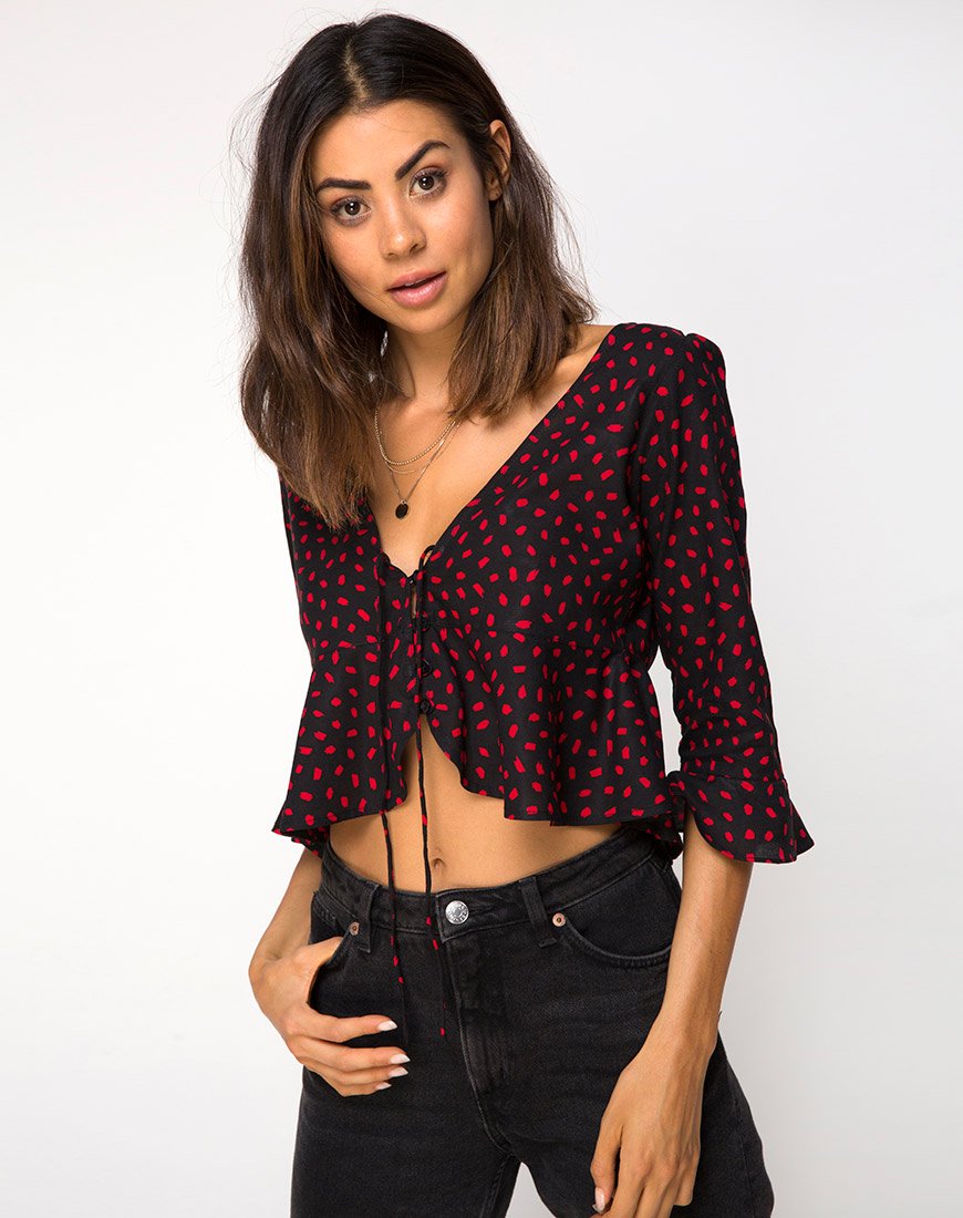 Top Vinequa de Mini Diana de Lunares Negro y Rojo